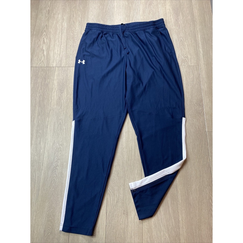 Under Armour Sweat Track Pants Men's XXL 2XL Blue Ankle Zips